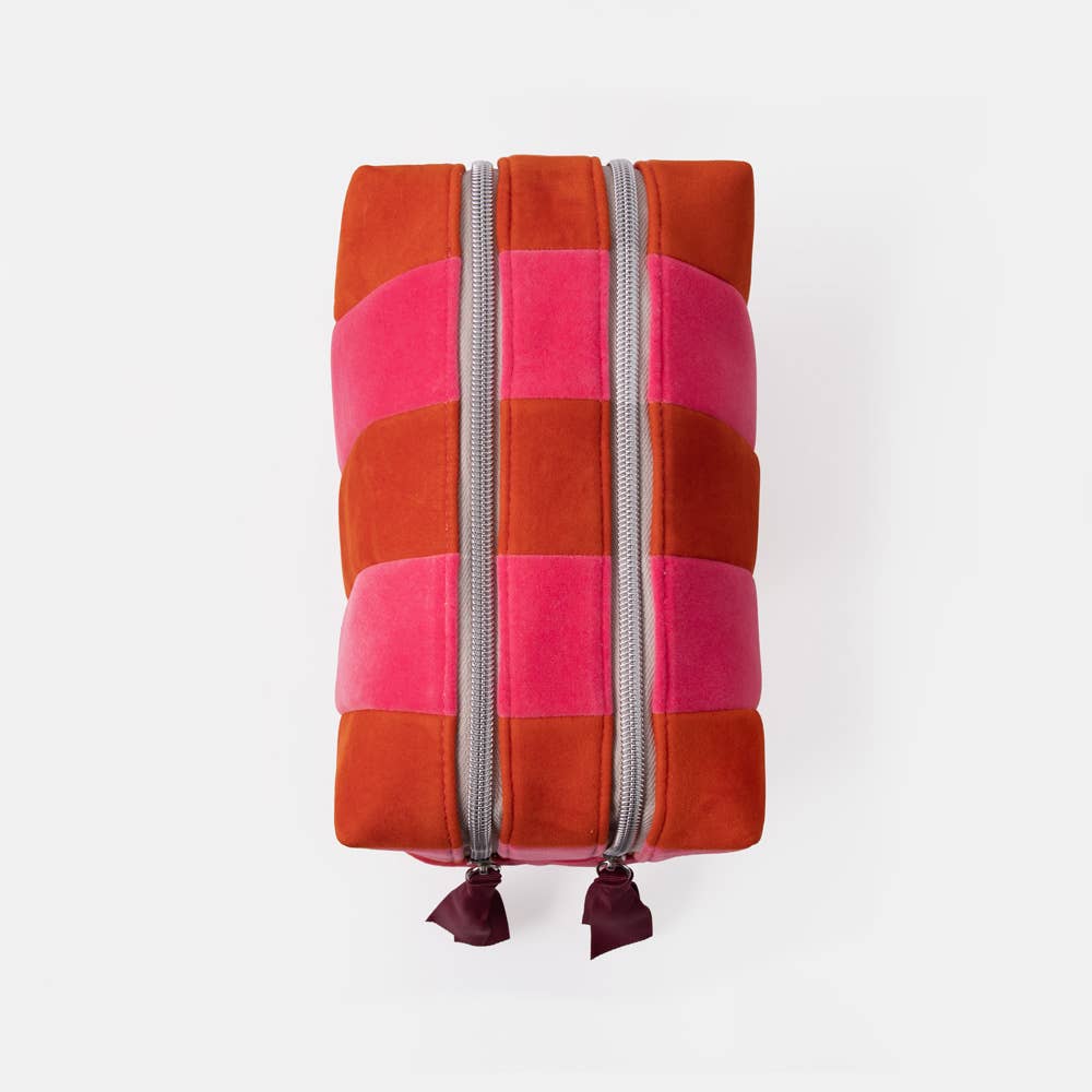 Orange/Pink Stripe large travel washbag