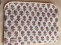 Indian Block Print Laptop Pouch - Mini Pink