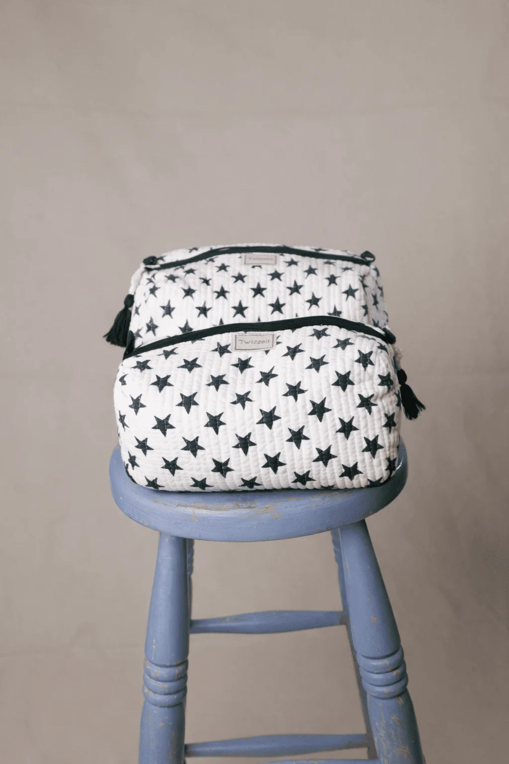 Quilted Wash Bag - Green Star