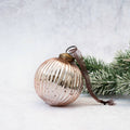3" Rose Glass Ribbed Ball Decoration