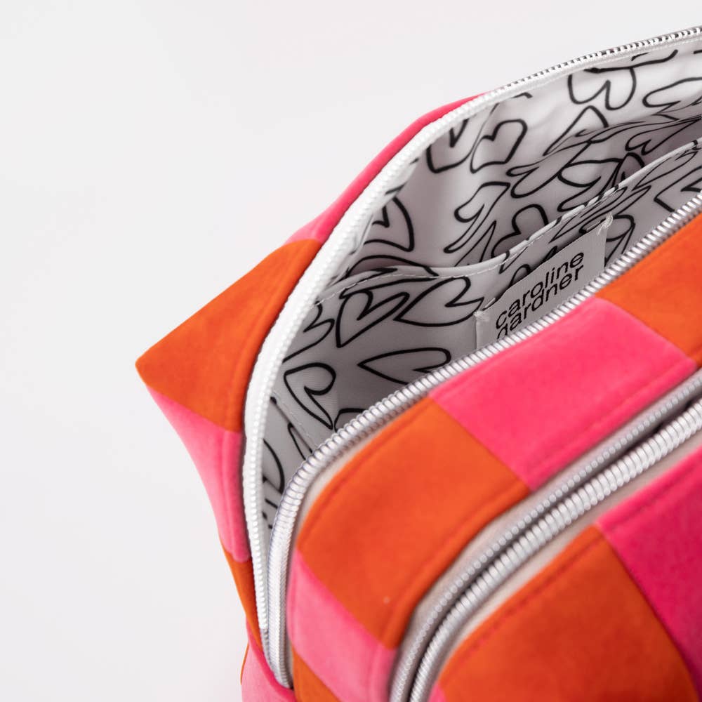 Orange/Pink Stripe large travel washbag