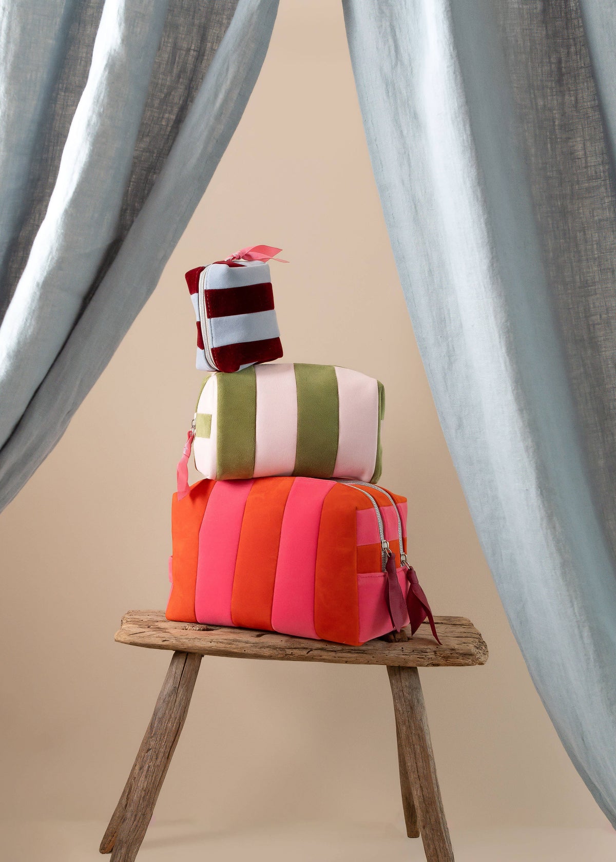Orange/Pink Stripe large travel washbag