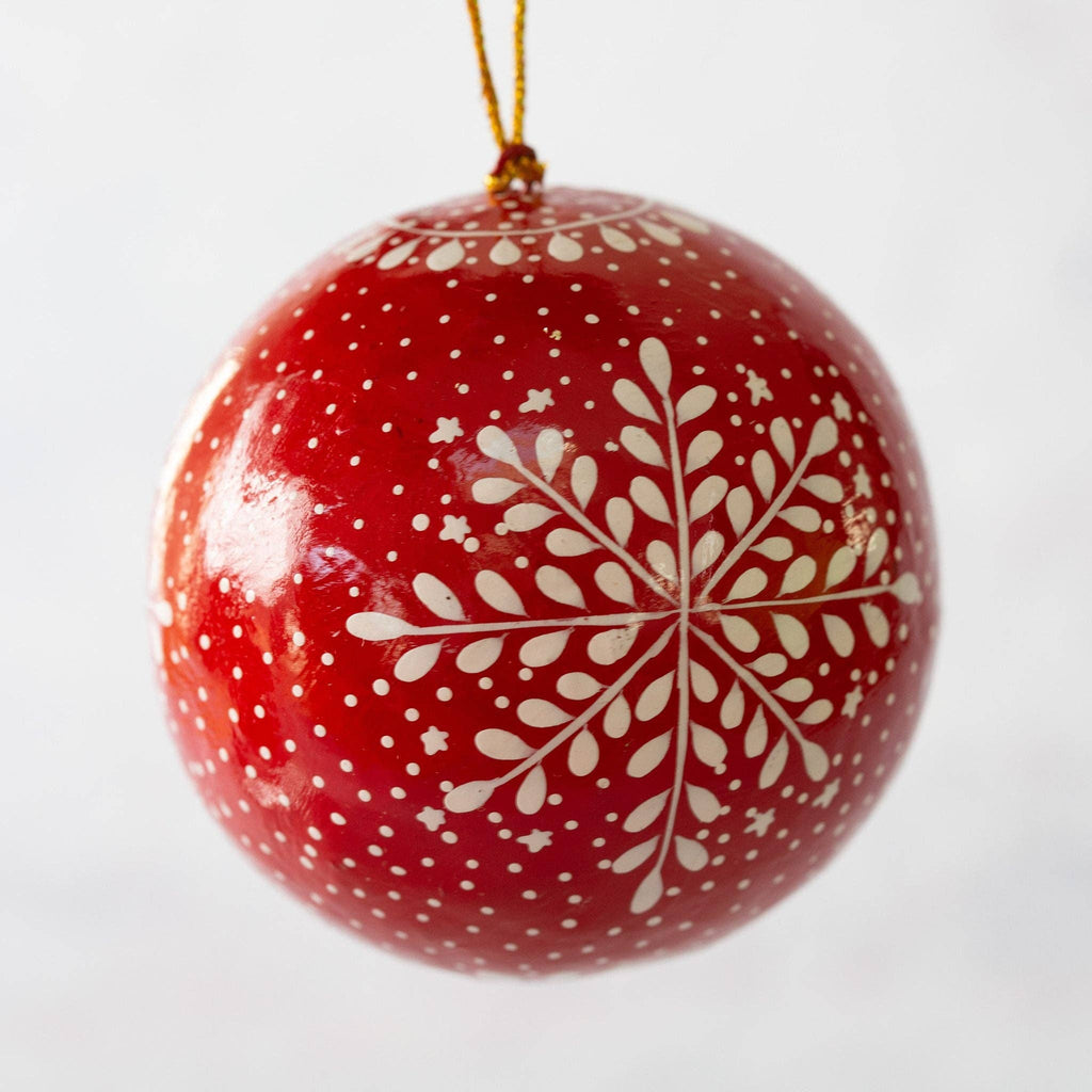 3" Red Snowflake Christmas Bauble