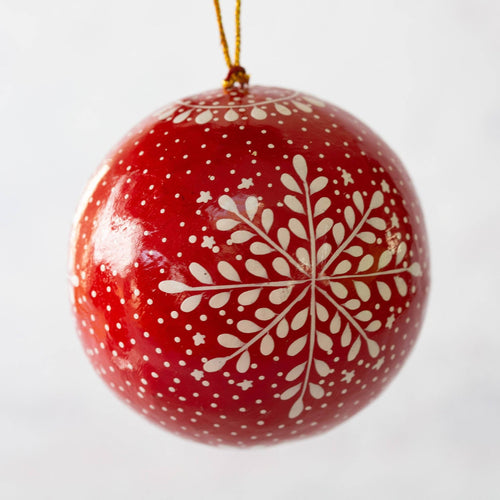 3" Red Snowflake Christmas Bauble