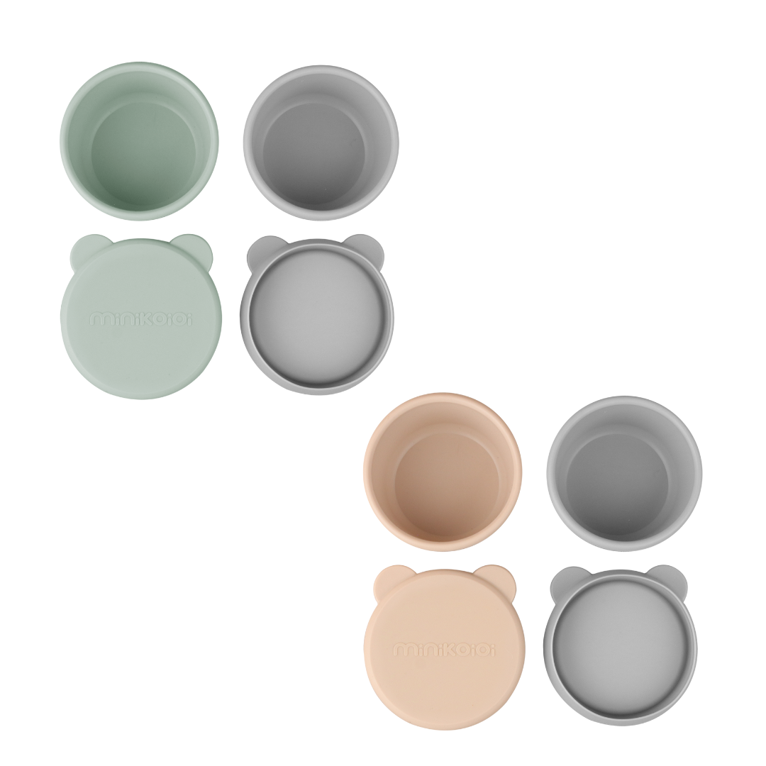 MiniKOiOi Mini Bites - Silicone Mini Bowl with Lid - 2 Pack