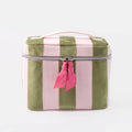 Pink/green stripe large vanity case
