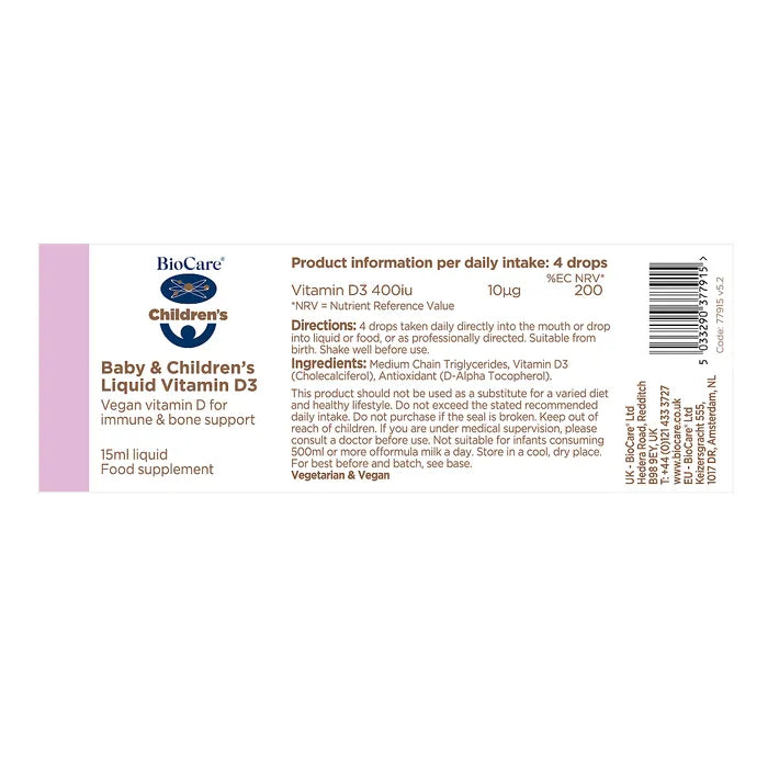 Baby & Childen's Vitamin D Drops 15ml