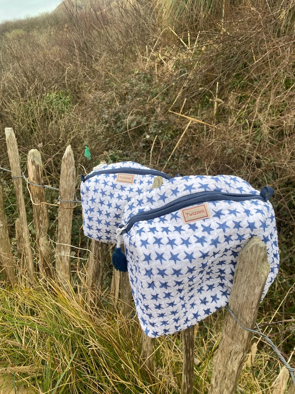 Quilted Wash Bag - Blue Star