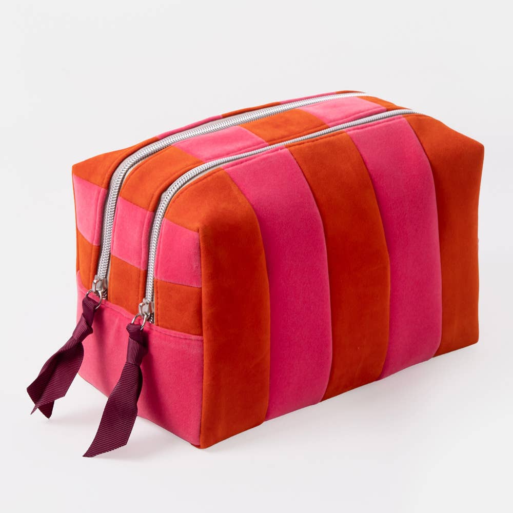 Orange/Pink Stripe large travel washbag