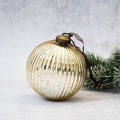 4" Gold Glass Ribbed Ball Decoration