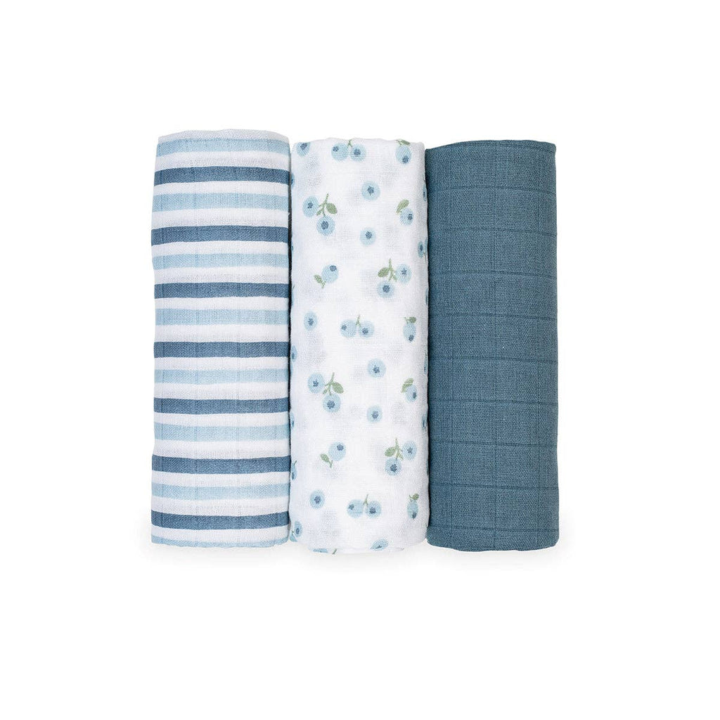 Lulujo -Mini Muslin Cloths - Blueberries 3pk