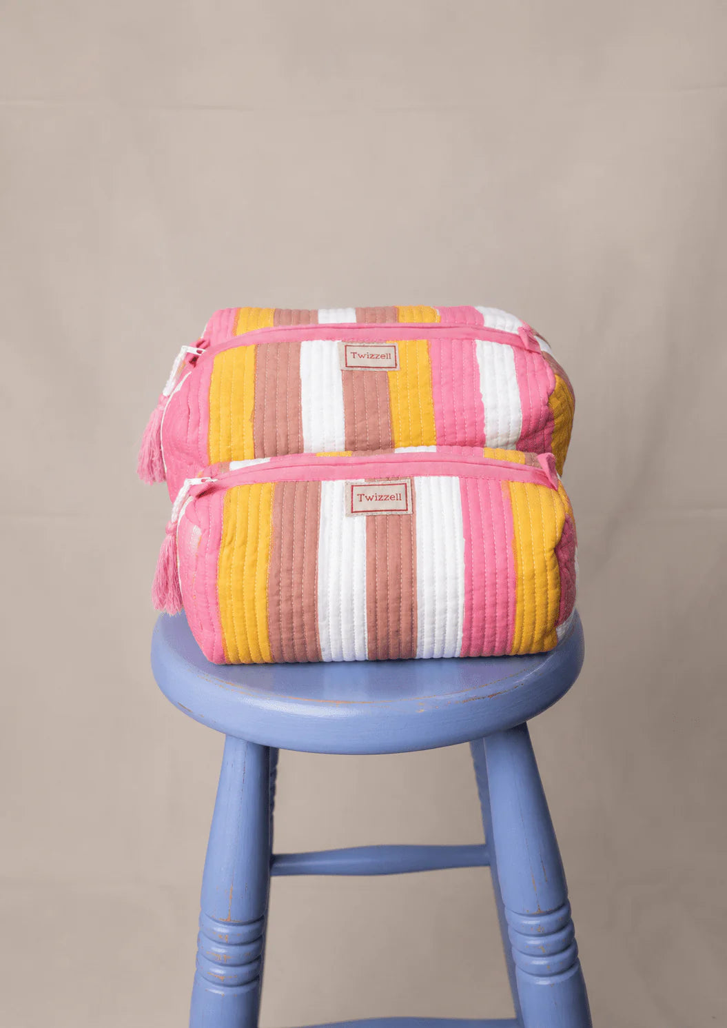Medium Quilted Wash Bag - Neapolitan Stripe