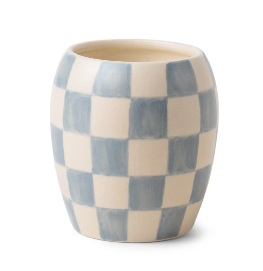 Checkmate Porcelain Candle - Cotton/Teak