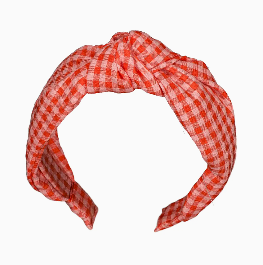 Wide Headband - Strawberry Gingham