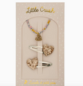 Love Gift Pouch - Pink Heart Barrettes & Wiltshire Bud Bracelet (Heart)