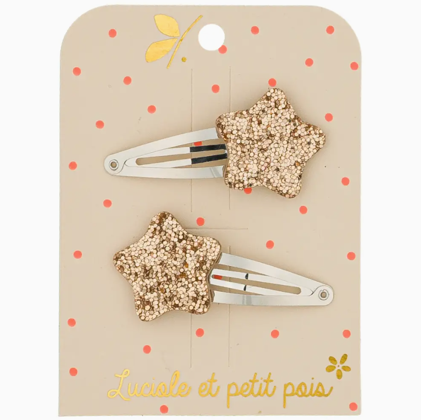 Bubble Star Hair Clips - Gold (Pair)