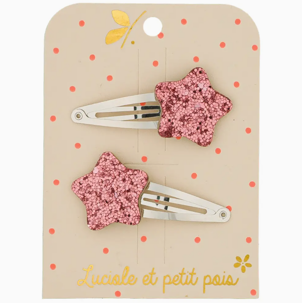 Bubble Star Hair Clips - Raspberry (Pair)