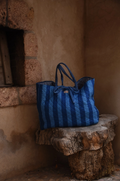 Roma Reversible Basket Bag - Blue Stripe