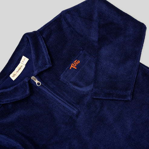 Navy Towelling Zip-neck Sweatshirt 3-4yrs