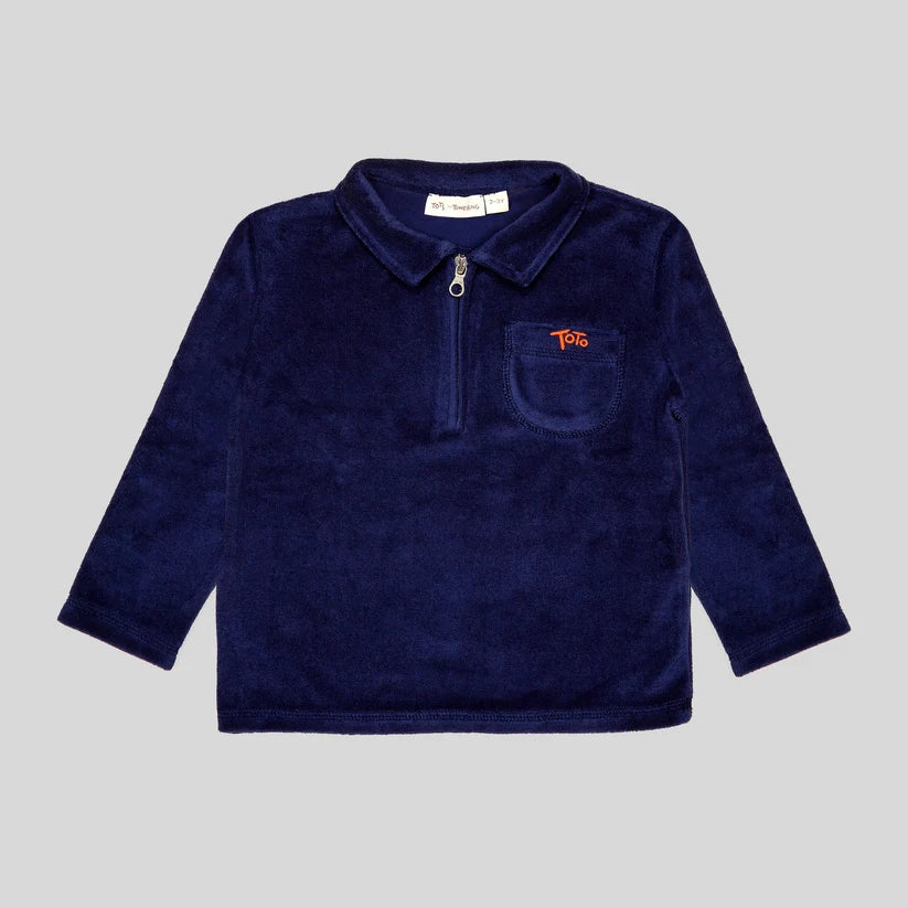 Navy Towelling Zip-neck Sweatshirt 4-5yrs