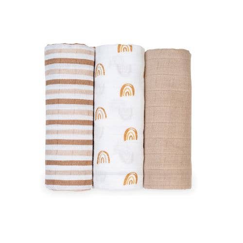 Lulujo -Mini Muslin Cloths -Rainbow 3pk