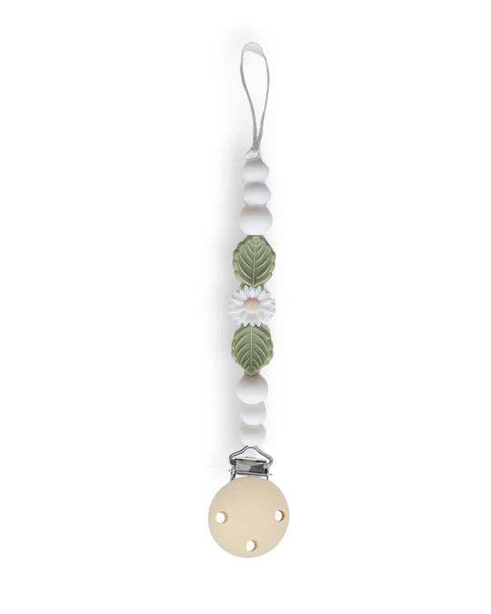 Chewies&more - Silicone Pacifier Teething Clip - Daisy - White