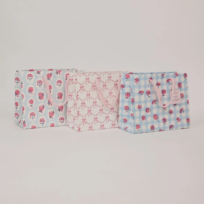 Medium Block Printed Gift Bags Pink Sorbet
