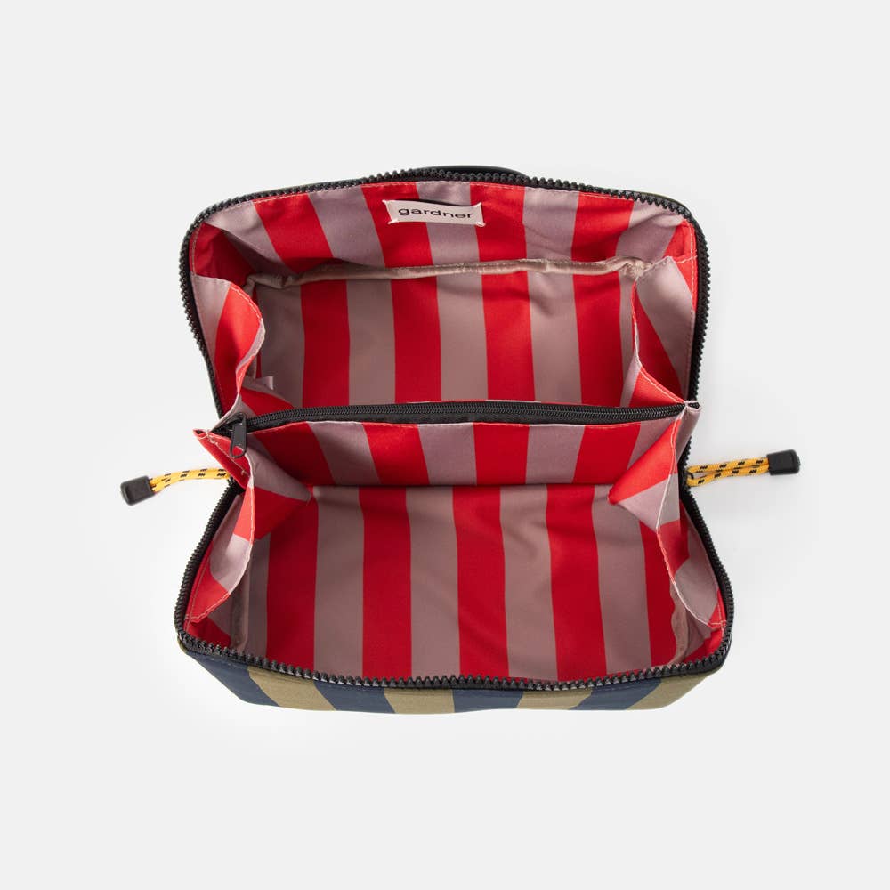 Khaki/Navy Stripe Diagonal Washbag
