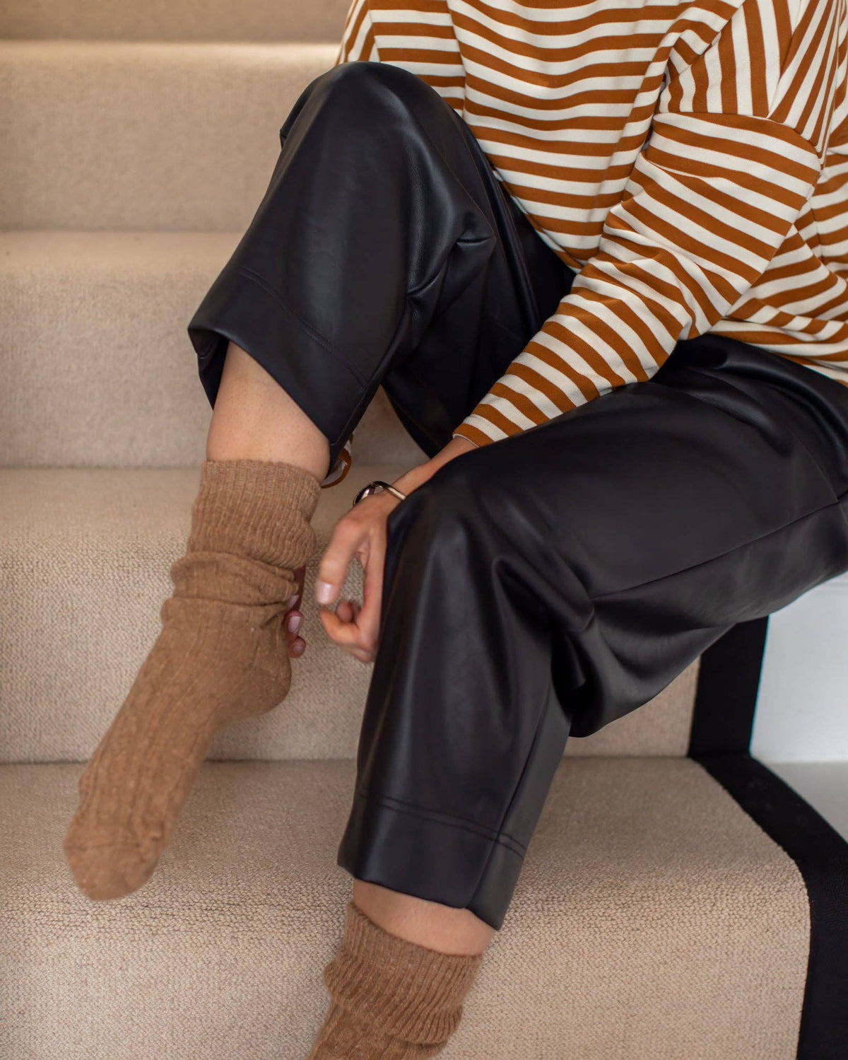 Wool Cable Sock | Camel