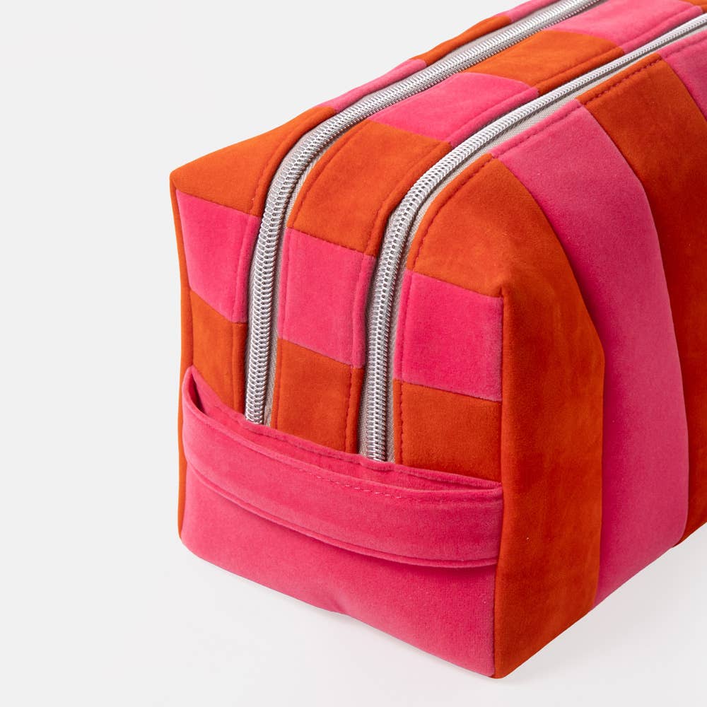 Orange/Pink Stripe large travel washbag