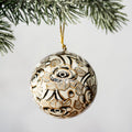2" Grey Floral Hanging Christmas Tree Bauble