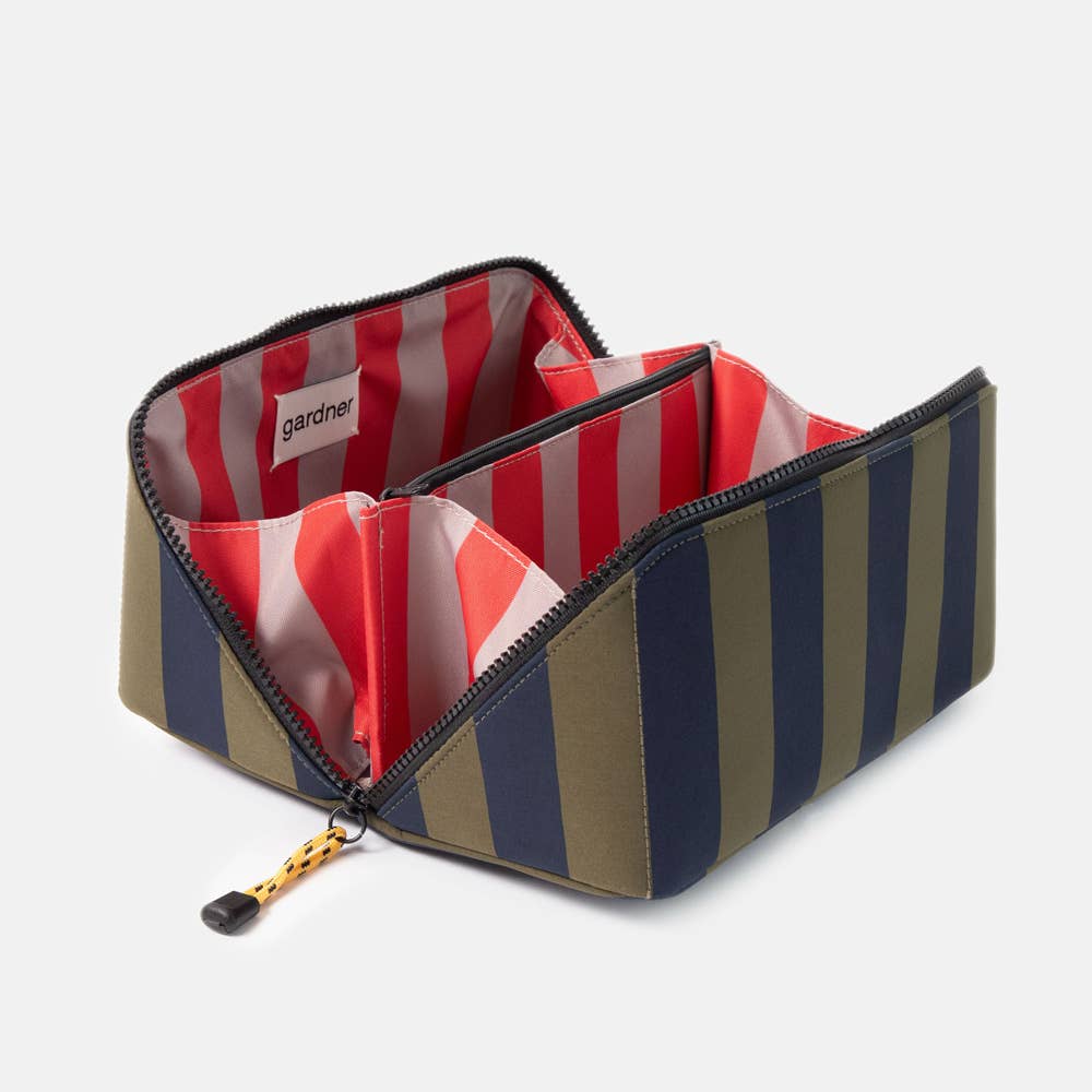 Khaki/Navy Stripe Diagonal Washbag