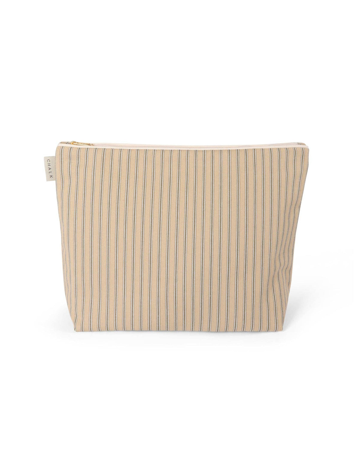 Islington Wash Bag | Ticking Stripe | Antique Khaki