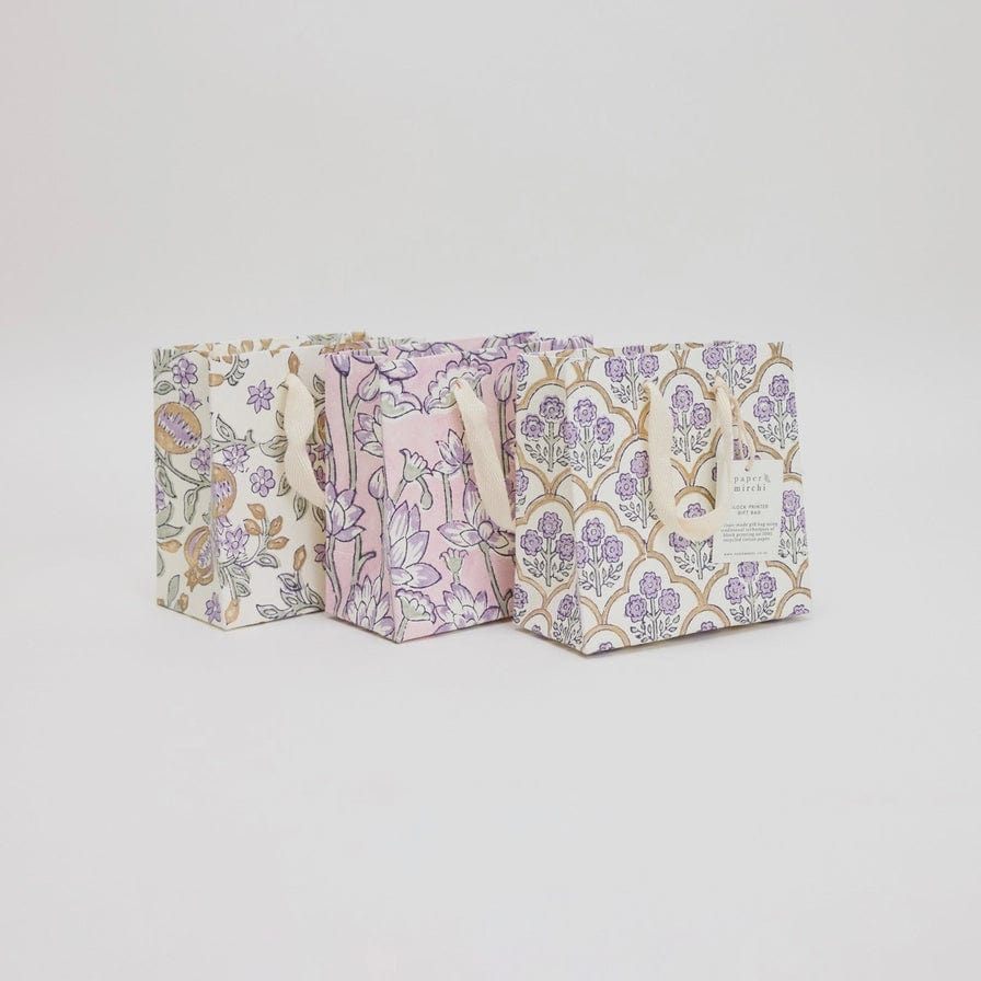Small Block Printed Gift Bags Lavender