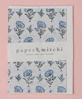 Block Printed Greeting Card - Ditsy Floral Blue Stone