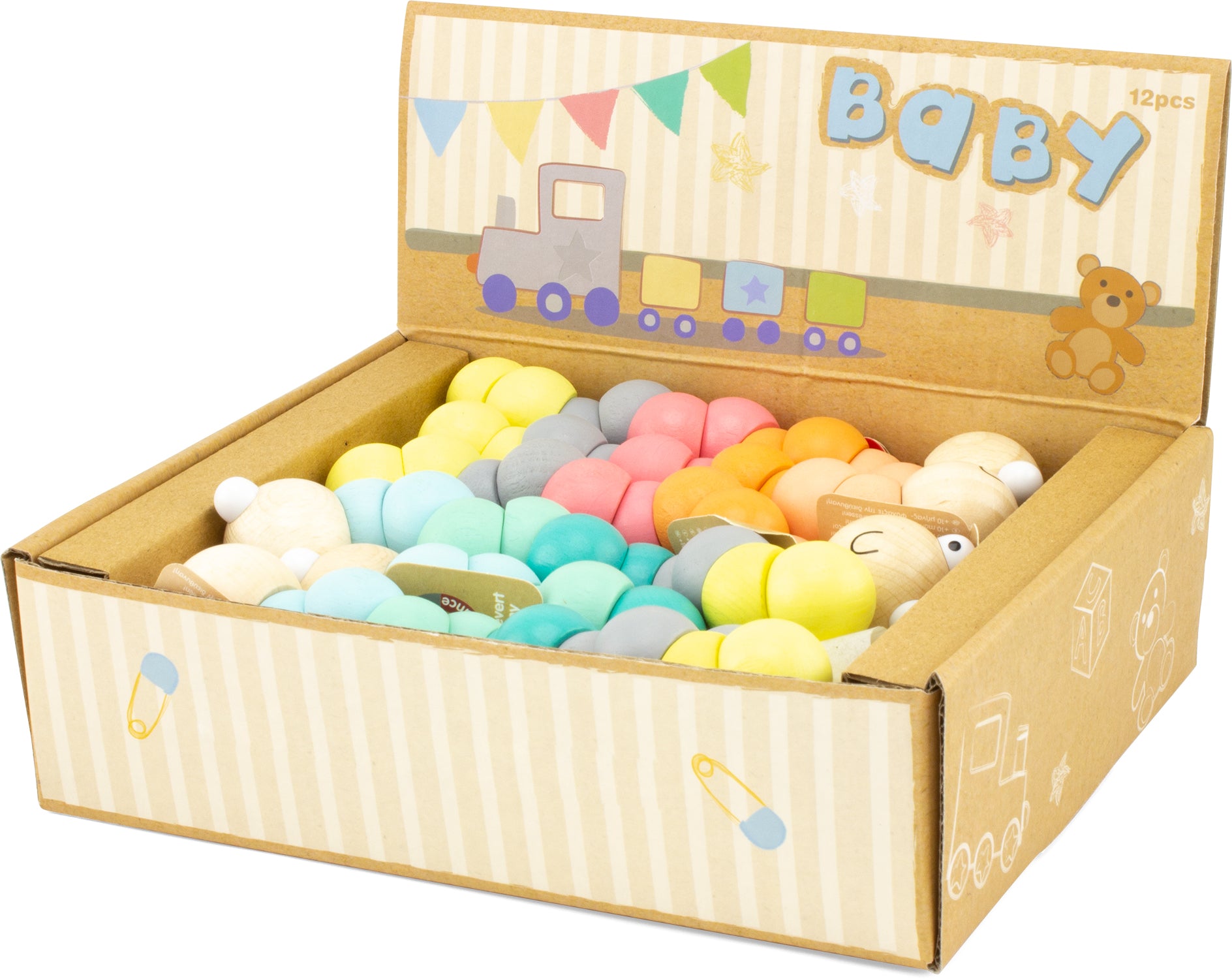 Wiggly Wooden Worm Green and Yellow Pastel Colours +10 Months